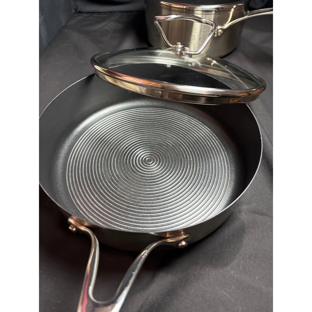 Circulon 3QT Stainless Steel‎ Saucepan and Skillet Set with Glass Lids Nonstick